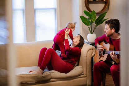 Women's organic cotton pajama set in maroon