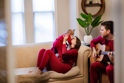 Women's organic cotton pajama set in maroon