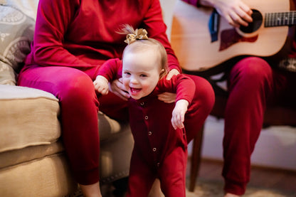 Women's organic cotton pajama set in maroon