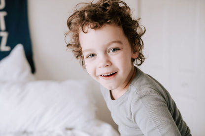 Organic Thermal Baby + Kids Pajama Set | Neutral Gray