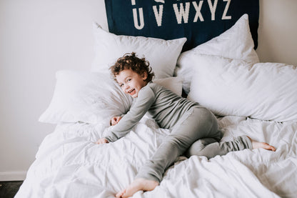 Organic Thermal Baby + Kids Pajama Set | Neutral Gray