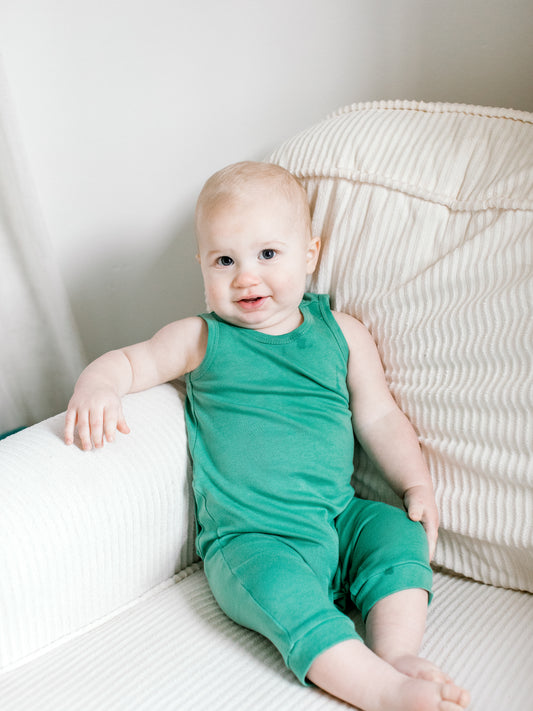 Solid color organic Tank Explorer Back Jumpsuit by Modern Burlap