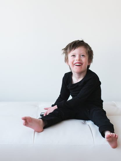 Organic Thermal Baby + Kids Pajama Set | Black