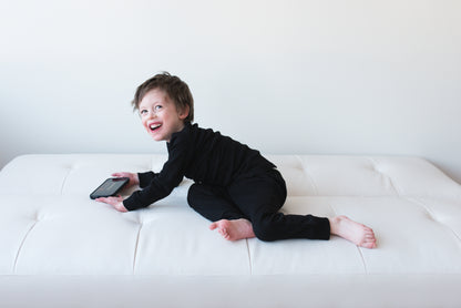 Organic Thermal Baby + Kids Pajama Set | Black