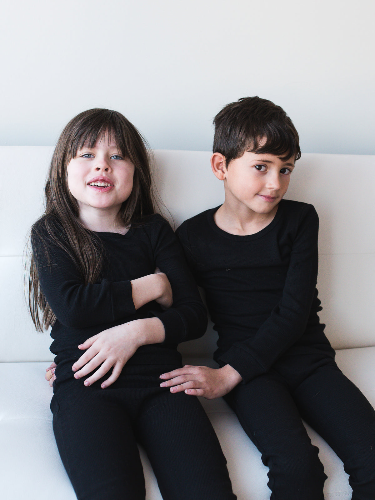 Organic Thermal Baby + Kids Pajama Set | Black
