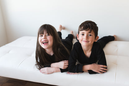 Organic Thermal Baby + Kids Pajama Set | Black