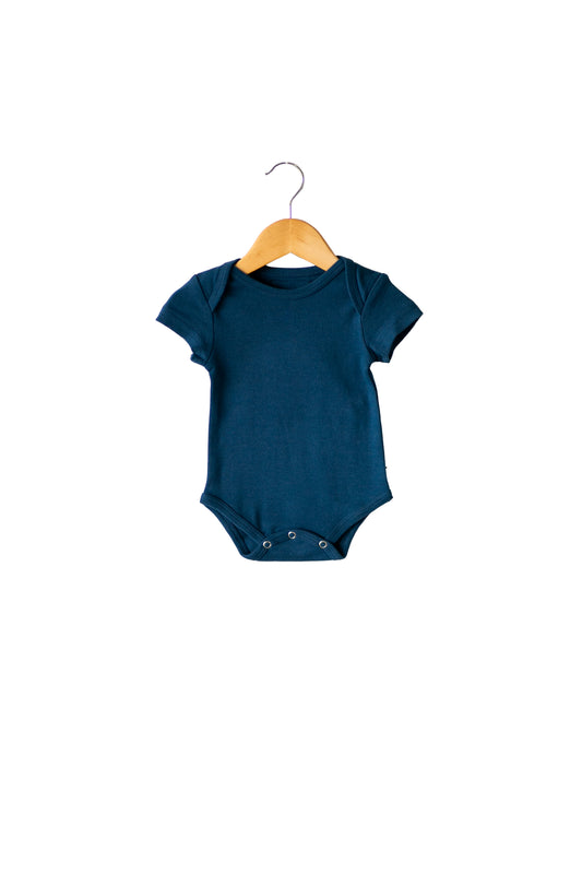 Sailor Blue Organic Baby Short Sleeve Bodysuit — product photograph.