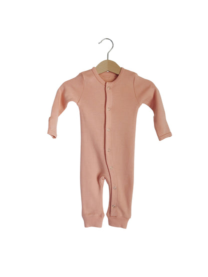 Blooming Dahlia Organic Baby Button Coverall — product photograph.