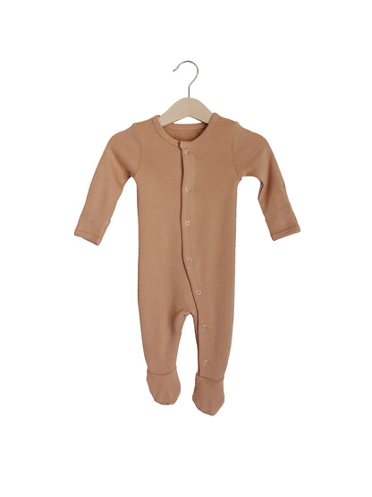 Ginger Organic Baby Button Footie — product photograph.