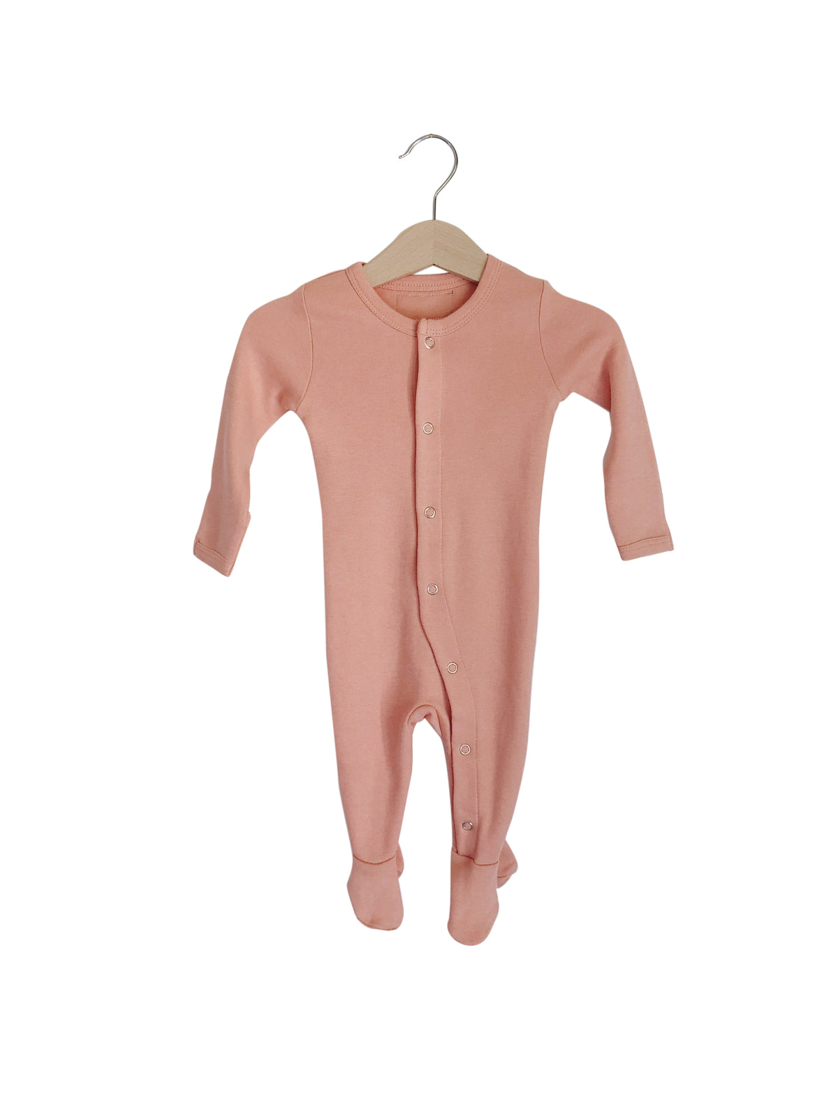 Blooming Dahlia Organic Baby Button Footie — product photograph.