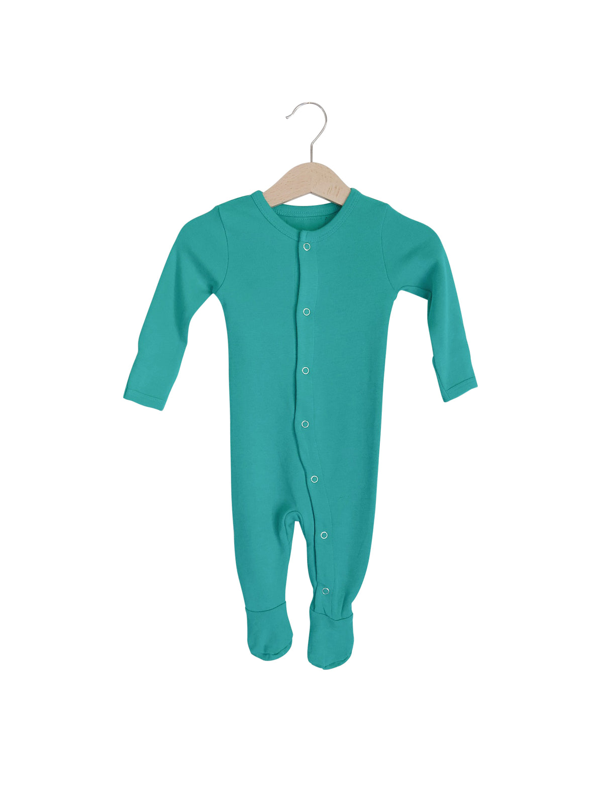 Arcadia Organic Baby Button Footie — product photograph.