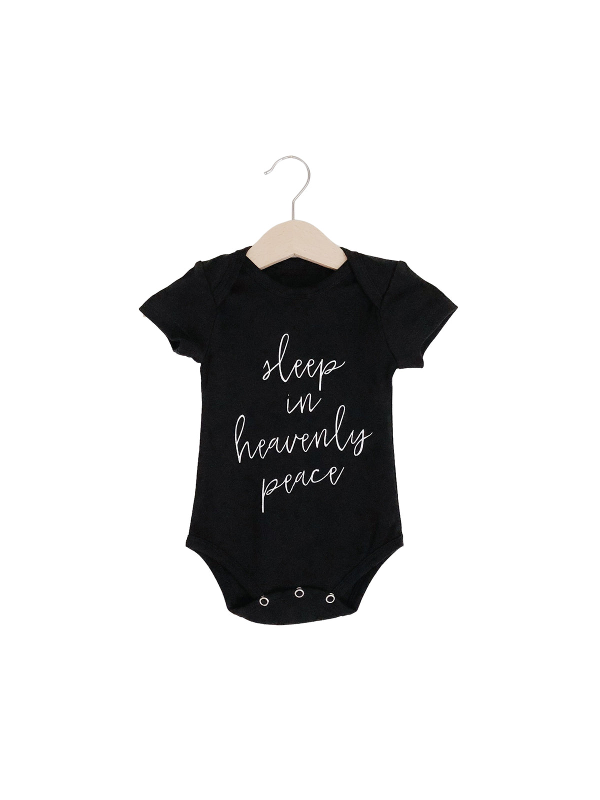 Sleep in Heavenly Peace organic baby bodysuit by Modern Burlap