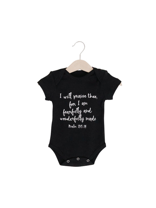 Psalm 139:14 GOTS certified organic cotton short sleeve baby bodysuit by Modern Burlap