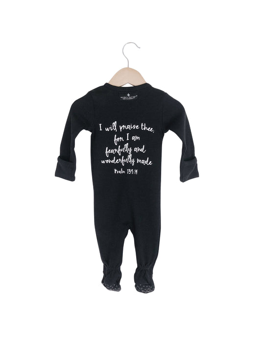 Psalm 139:14 Organic Zip Footie | GOTS Certified Organic Cotton