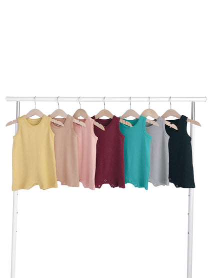 Organic Baby Tank Romper | GOTS Certified Organic Cotton | Solid Colors