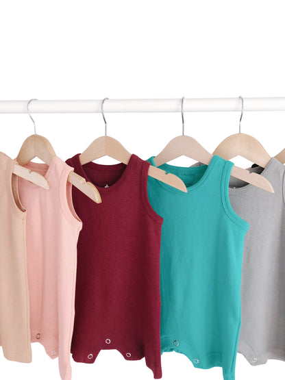 Organic Baby Tank Romper | GOTS Certified Organic Cotton | Solid Colors