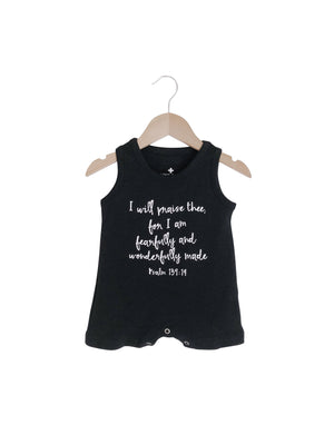 
                  
                    Load image into Gallery viewer, Organic Tank Romper -  Psalm 139:14
                  
                