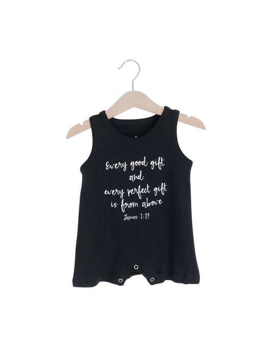 James 1:17 Organic Tank Romper | GOTS Certified Organic Cotton