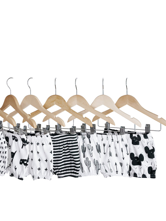 Signature print organic kids shorts by Modern Burlap