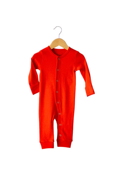 Cherry Tomato Organic Baby Button Coverall — product photograph.