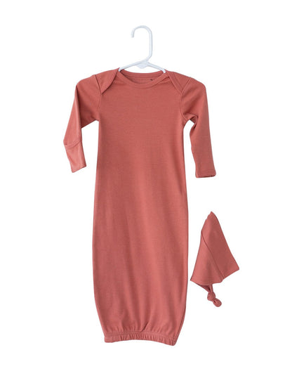 Organic Knot Hat + Gown Set | GOTS Certified Organic Cotton | Solid Colors