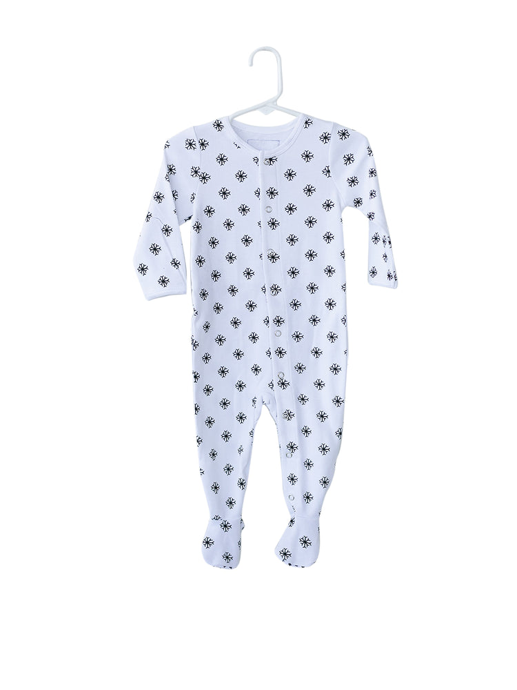 Organic Button Footie with Explorer Back - Prints