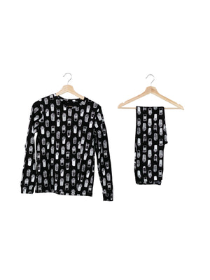 
                  
                    Load image into Gallery viewer, FINAL SALE - Organic Pajama Set -  WHITE ON BLACK COFFEE LOVE©
                  
                