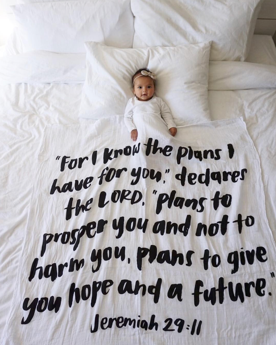 Jeremiah 29:11 Scripture swaddle and wall art by Modern Burlap