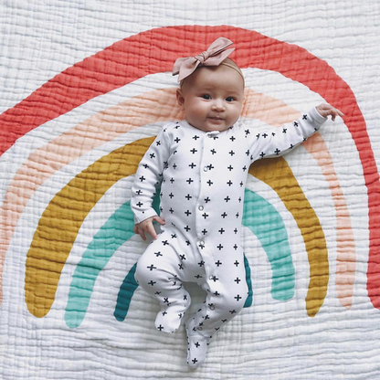 Organic Button Footie | GOTS Certified Organic Cotton | Signature Prints