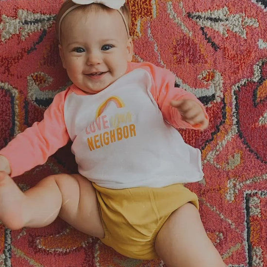 Love Your Neighbor Kids Baseball Tee | GOTS Certified Organic Cotton product video