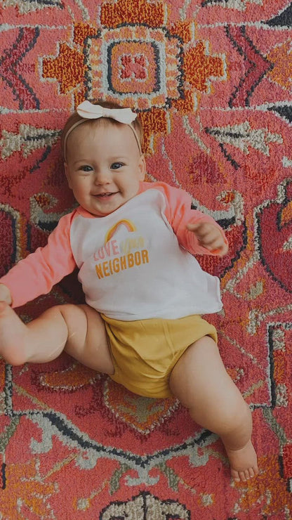 Love Your Neighbor Kids Baseball Tee | GOTS Certified Organic Cotton product video