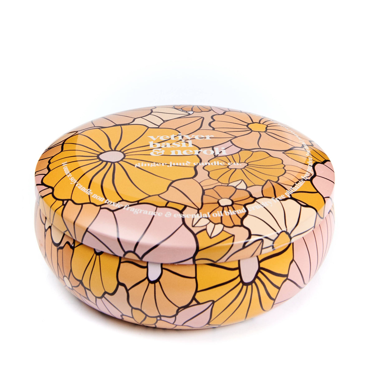 Ginger June Candle Co. - 14 oz triple wick tin • soy candle • vetiver + basil + neroli