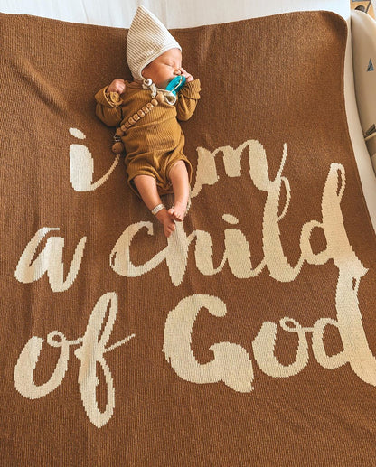 I Am a Child of God Recycled Cotton Throw Blanket | Made in USA