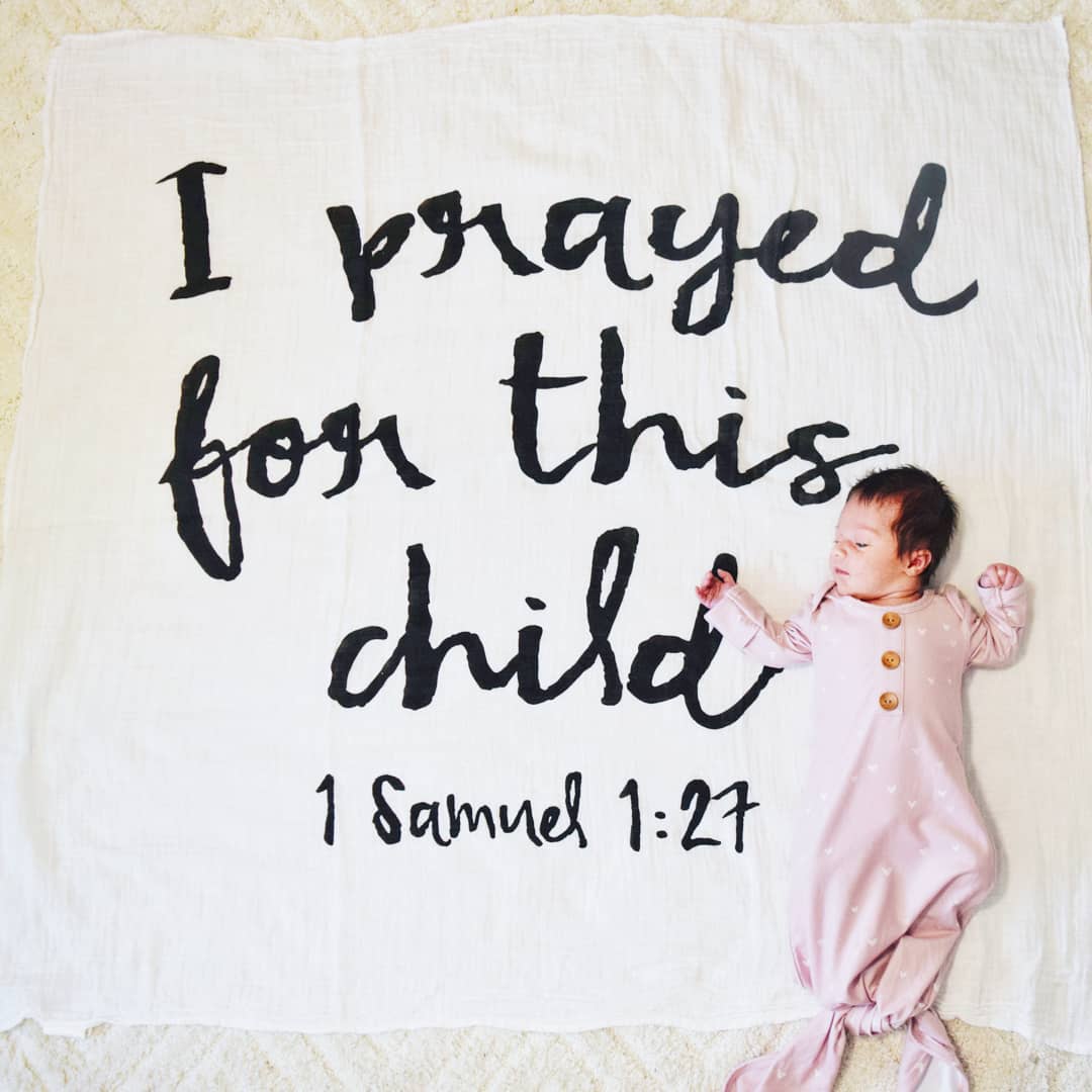 1 Samuel 1:27 Scripture swaddle and wall art by Modern Burlap