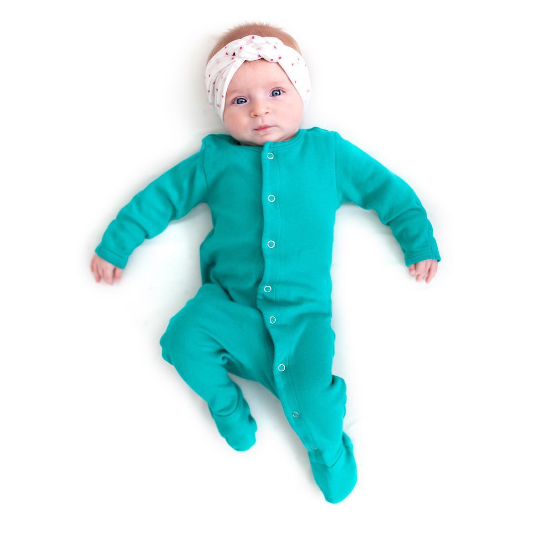 Organic Button Footie | GOTS Certified Organic Cotton | Solid Colors