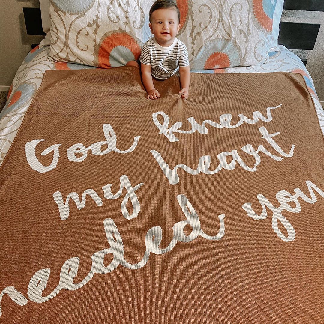 Made in the USA | Recycled Cotton Blend  God knew my heart needed you Throw Blanket