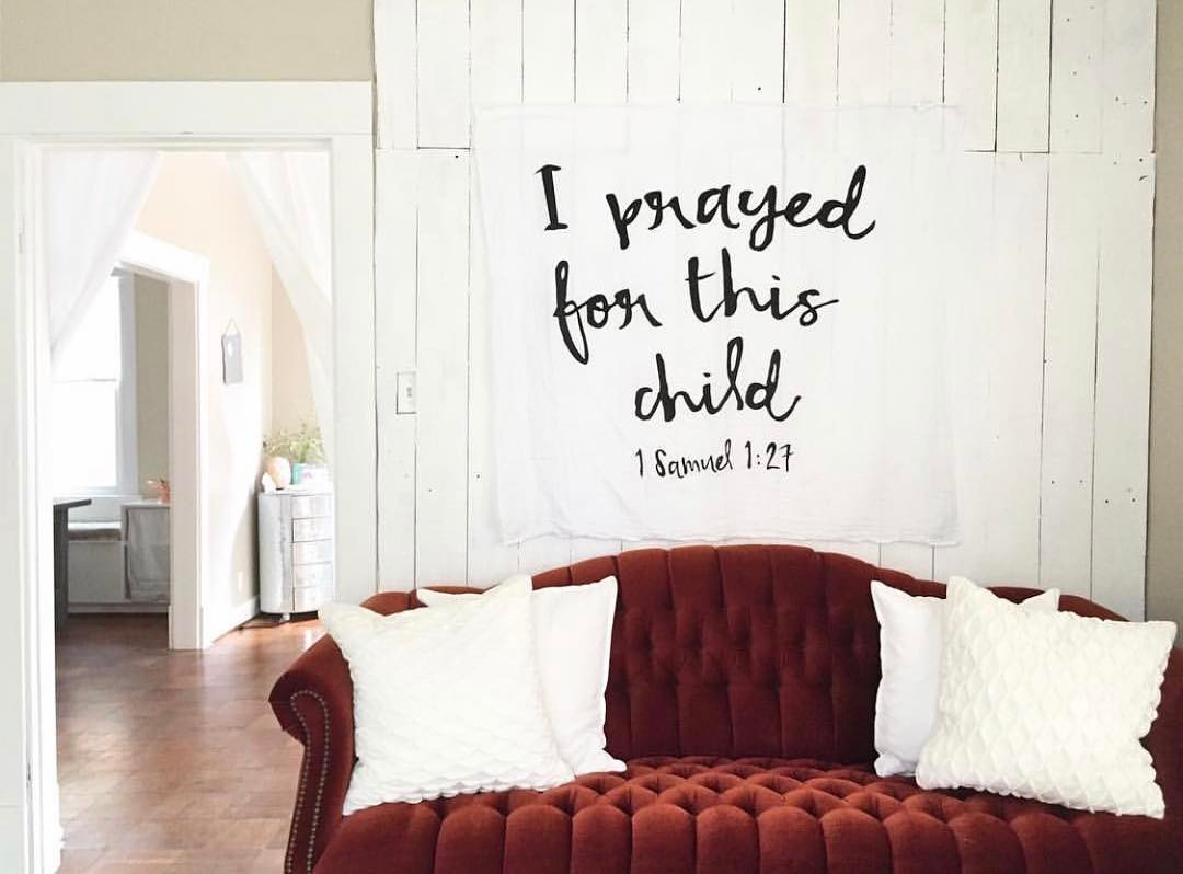 1 Samuel 1:27 Scripture swaddle and wall art by Modern Burlap
