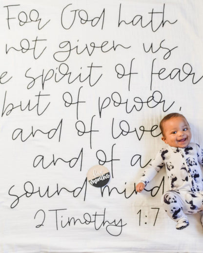 2 Timothy 1:7 organic cotton muslin swaddle