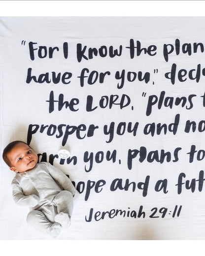 Jeremiah 29:11 Scripture swaddle and wall art by Modern Burlap
