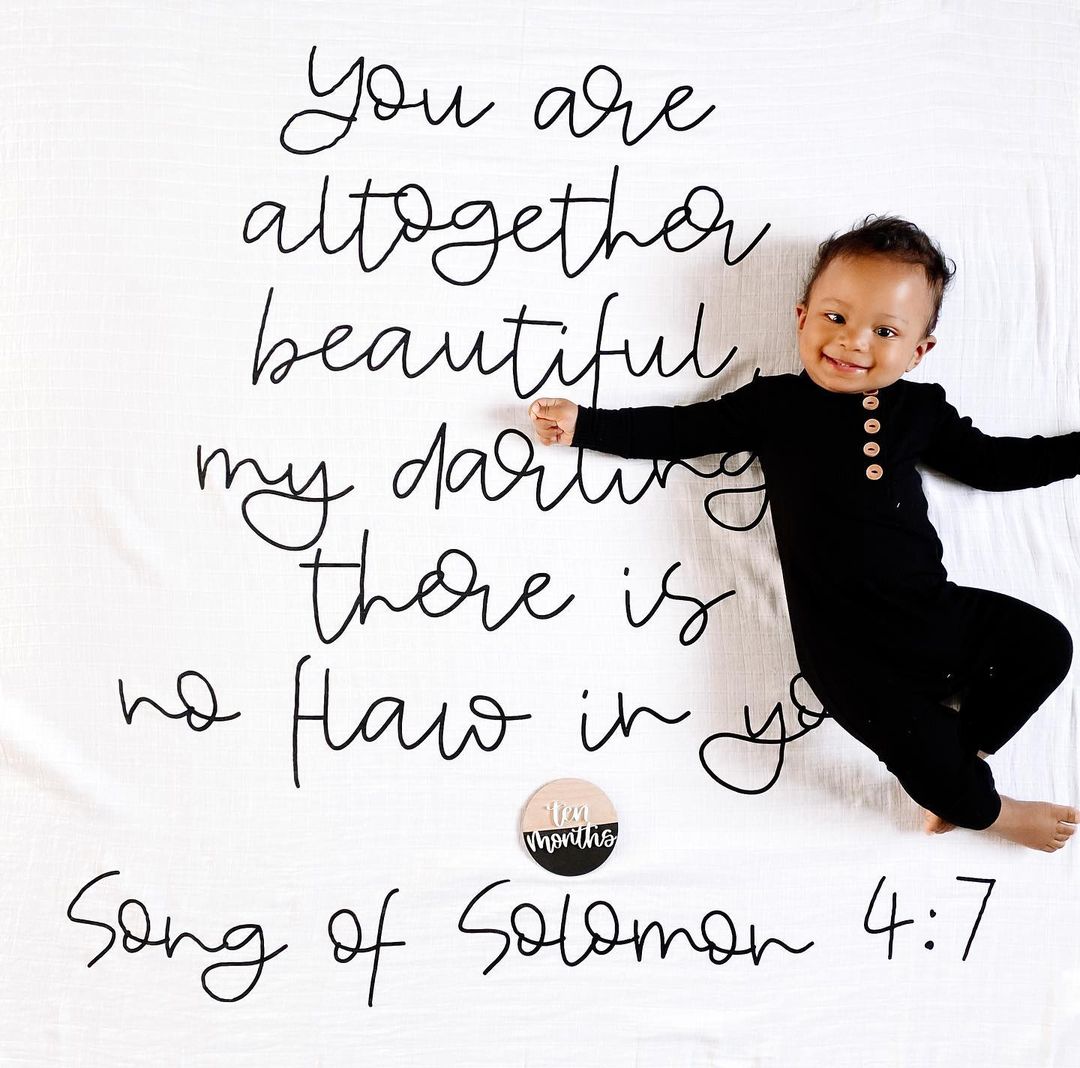 Song of Solomon 4:7 Scripture Swaddle + Wall Art | GOTS Certified Organic Cotton Muslin