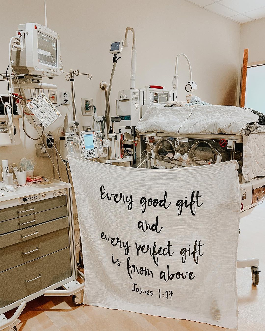 Organic Swaddle + Wall Art - Every good gift and every perfect gift is from above James 1:17