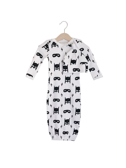 Organic Knot Hat + Gown Set | GOTS Certified Organic Cotton | Signature Prints