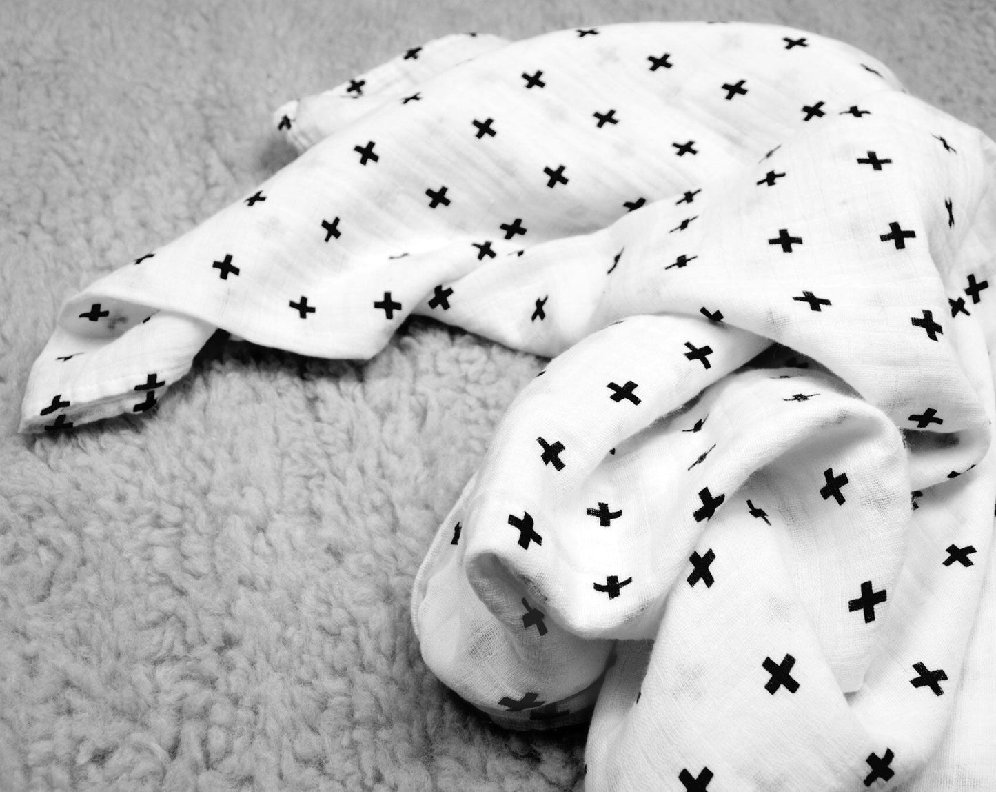 Swiss Cross organic cotton muslin swaddle by Modern Burlap