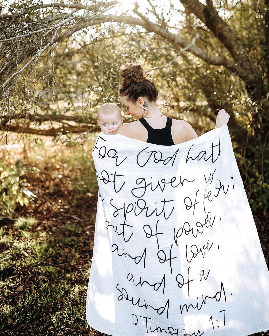 2 Timothy 1:7 organic muslin faith swaddle
