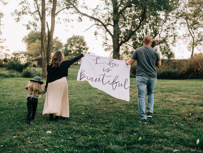 Life Is Beautiful Organic Swaddle + Wall Art | GOTS Certified Organic Cotton Muslin