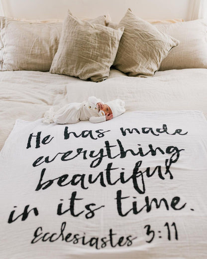 Ecclesiastes 3:11 Scripture swaddle and wall art by Modern Burlap