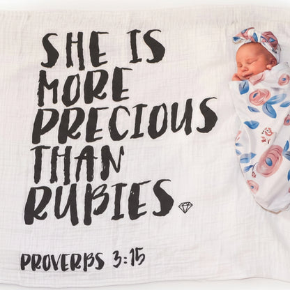Proverbs 3:15 Scripture swaddle and wall art by Modern Burlap