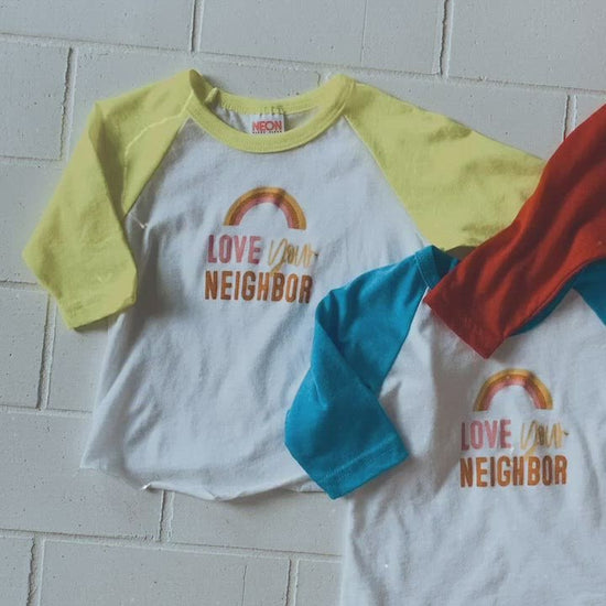 Love Your Neighbor Kids Baseball Tee | GOTS Certified Organic Cotton product video