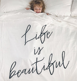 
                  
                    Load image into Gallery viewer, Organic Swaddle + Wall Art -   Life is beautiful
                  
                