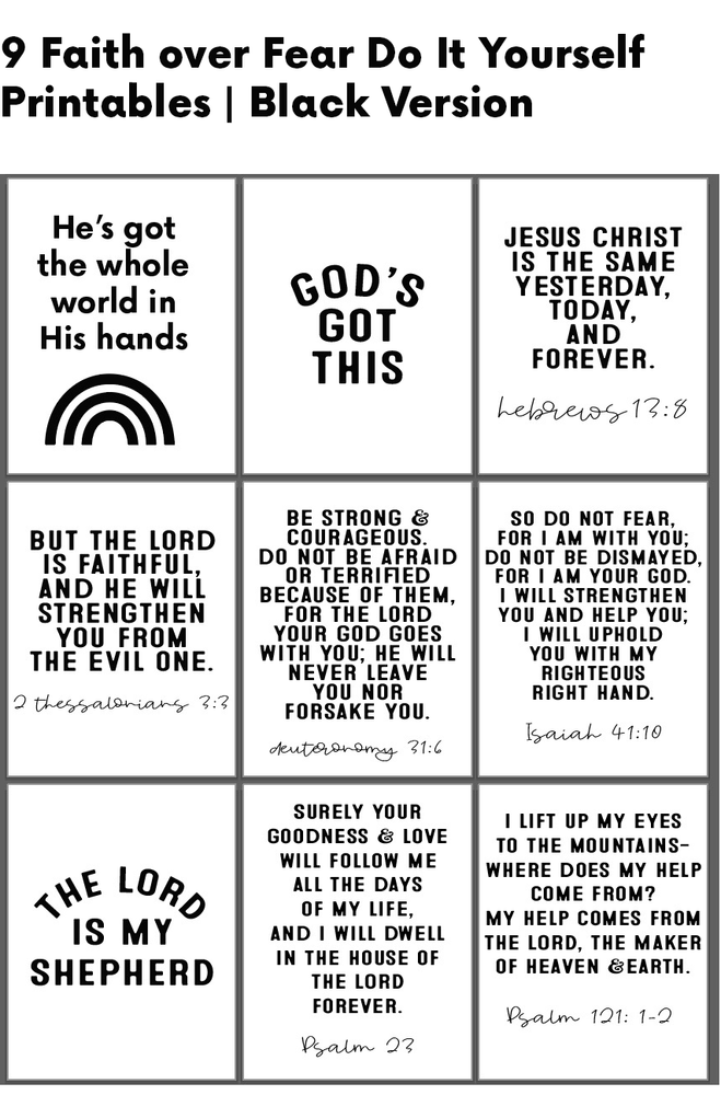 
                  
                    Load image into Gallery viewer, 9 Faith over Fear Do It Yourself Printables | Black Version
                  
                